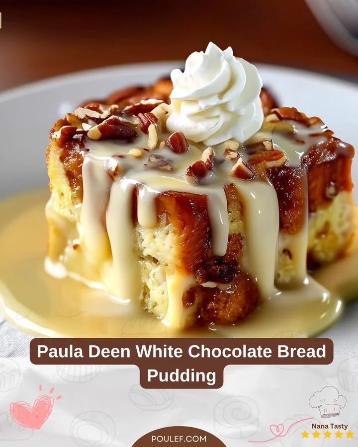 Budino di Pane al Cioccolato Bianco di Paula Deen, dolce cremoso e goloso