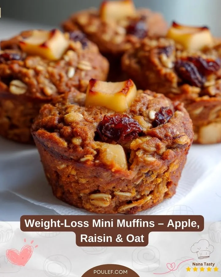Fogyókúrás mini muffinok alma, mazsola és zab összetevőkkel
