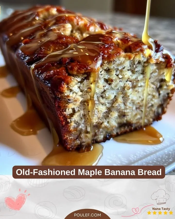 Pane alla banana alla moda antica con sciroppo d'acero