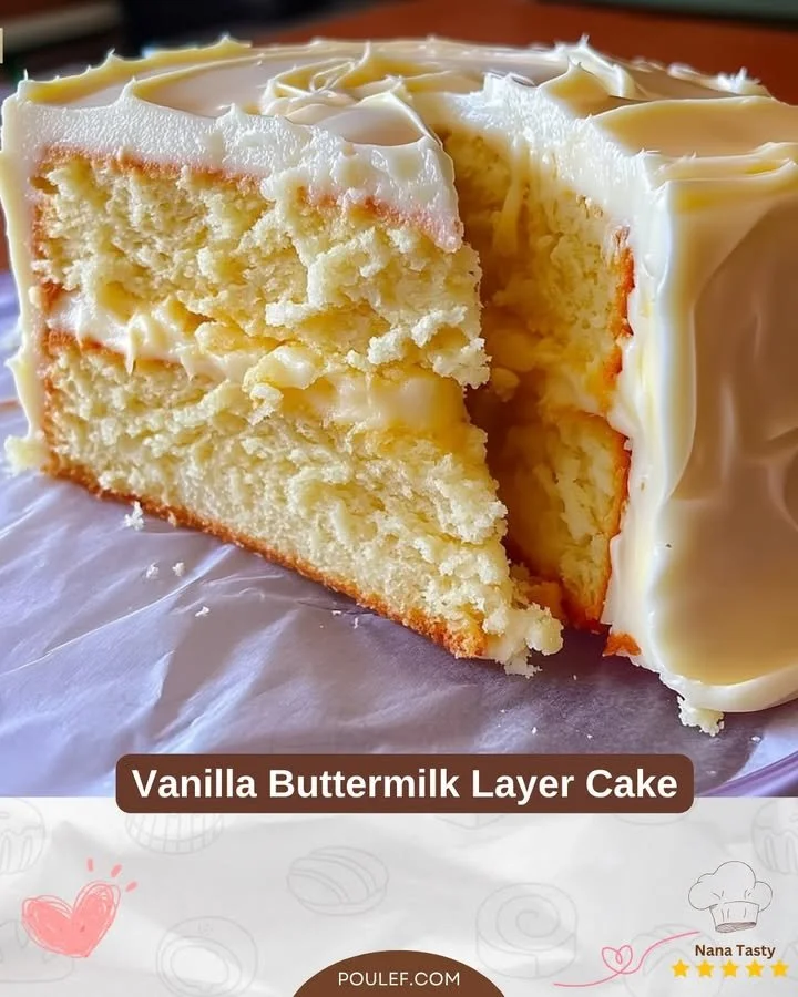Torta a strati di vaniglia e buttermilk con decorazioni eleganti