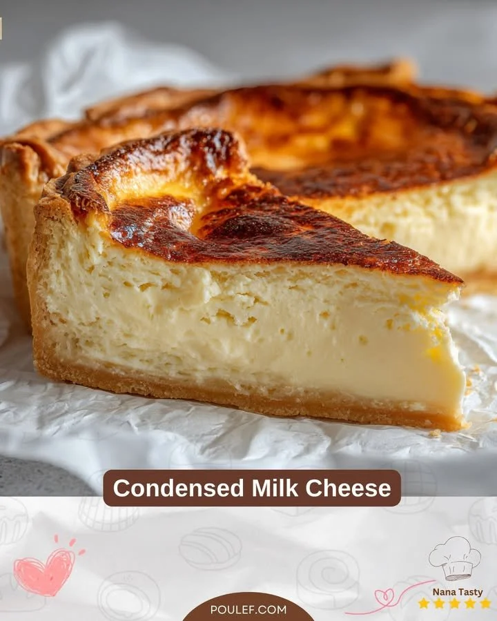 Deliziosa torta di formaggio al latte condensato, dolce cremoso e facile da preparare.