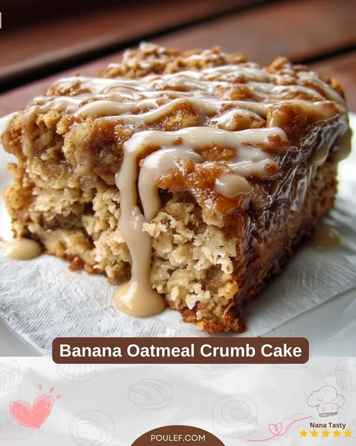 Fetta di Torta Sbriciolata di Banana e Avena su un piatto