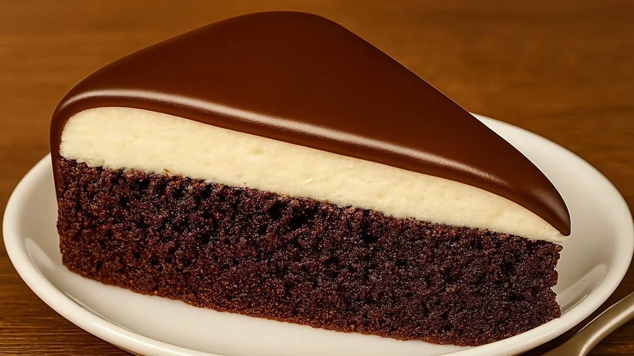 Zabpehely, kakaó és banán torta egy szép tányéron