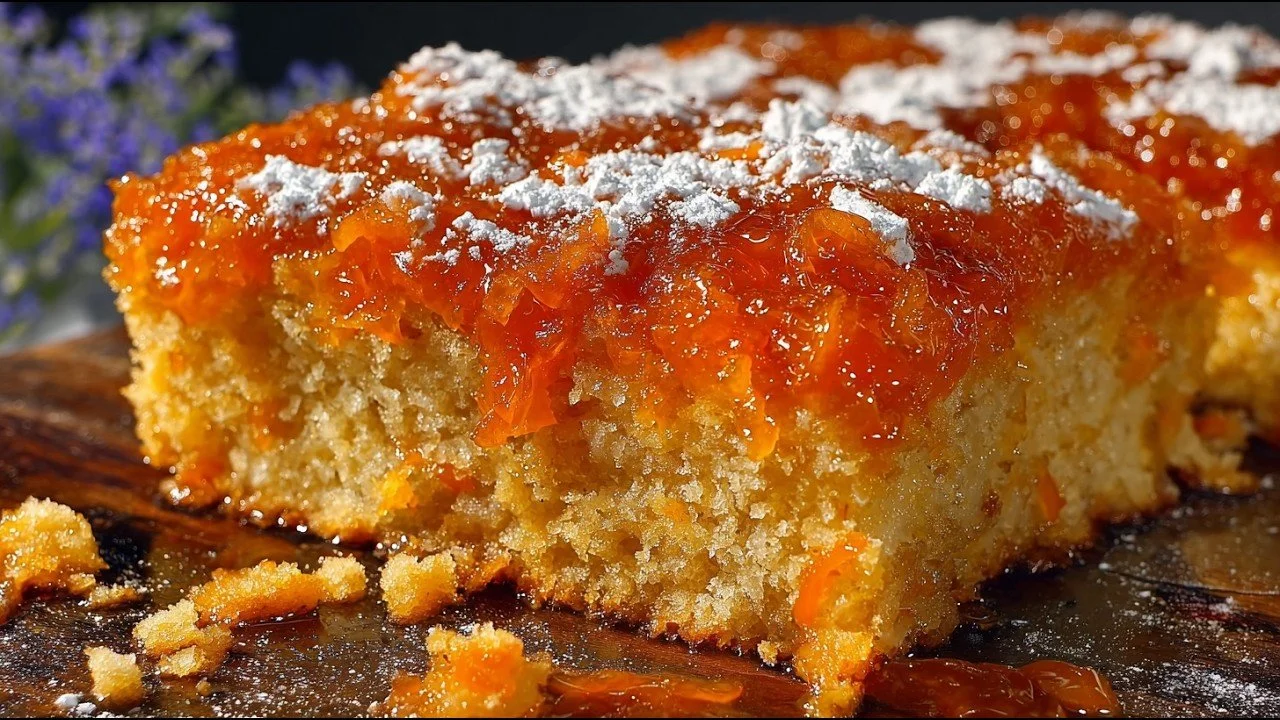 Frissen sült karottenkuchen szelet, ínycsiklandó és ízgazdag desszert.
