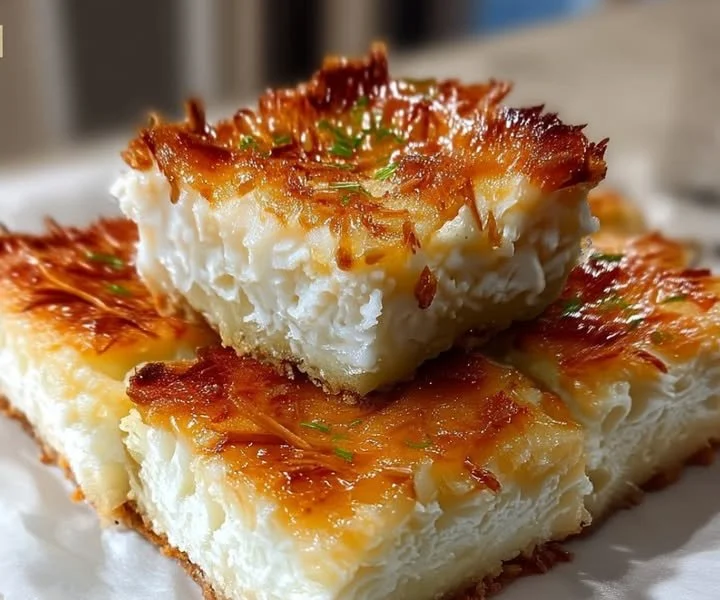 Liszt nélküli Kókuszos Tejfölös Pite Szeletek tálalva