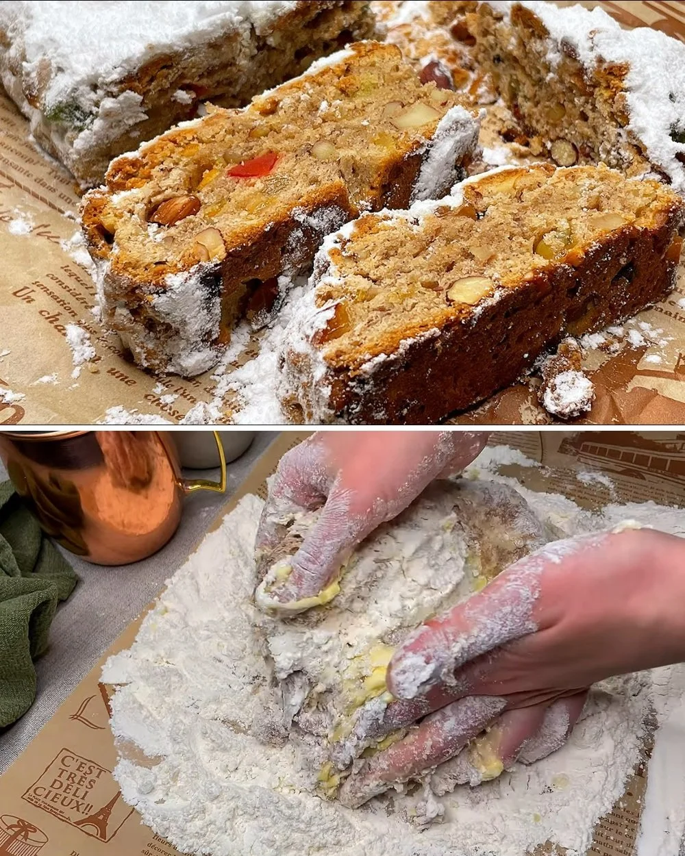 Egyszerű karácsonyi stollen recept készítési folyamat