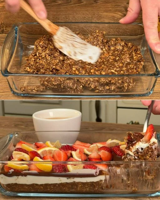 Egyszerű zabkása torta eperrel és citrommal, egészséges desszert recept