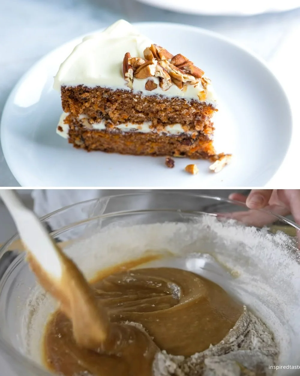 Nedves sárgarépás sütemény szelet tölcsérben, friss sárgarépával díszítve