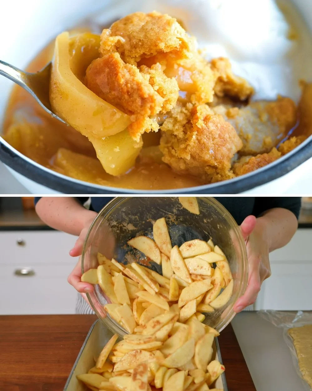 Finom almás cobbler friss almával és ízletes tésztával.