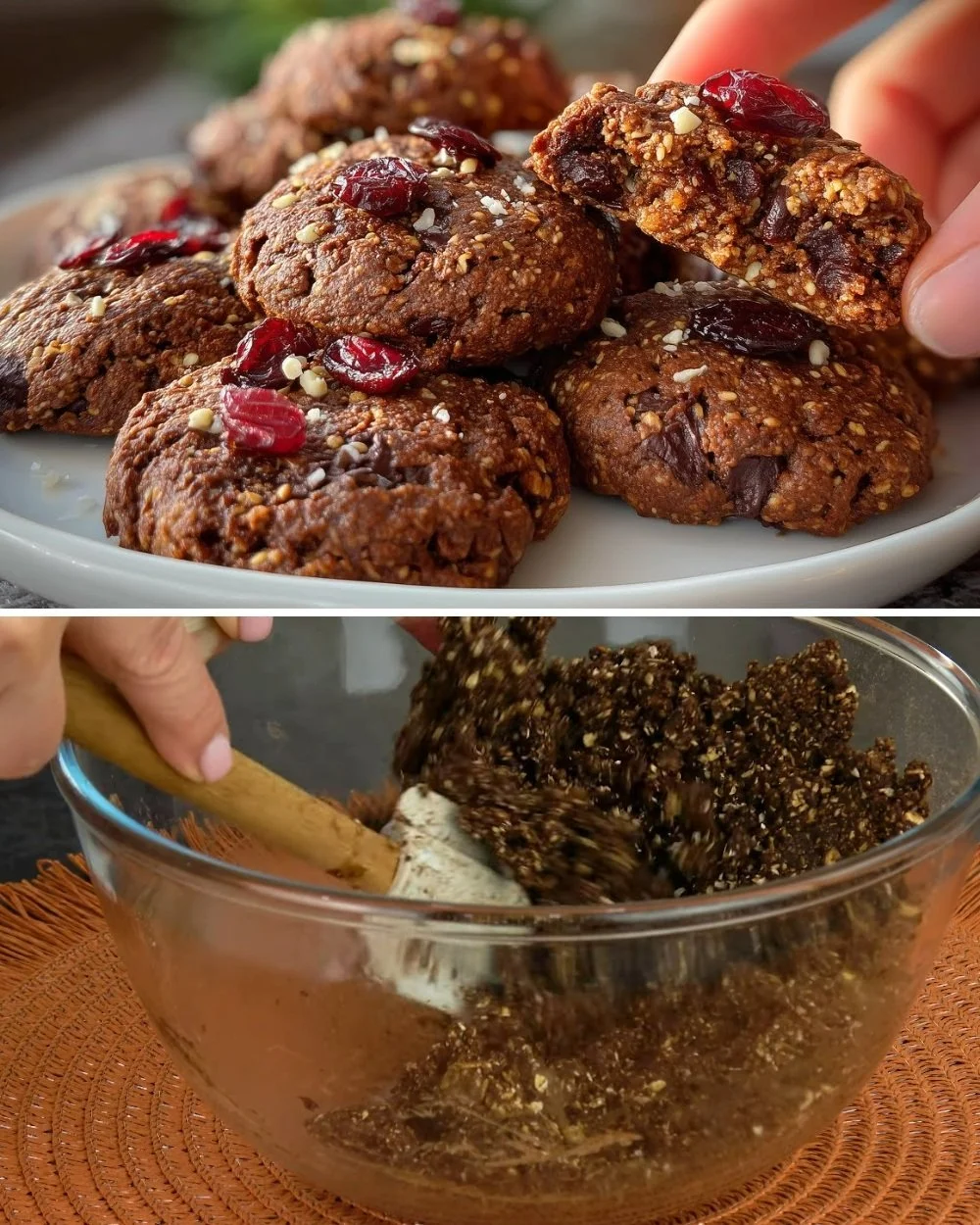 Finom levegős zabos és kakaós keksz recept képe