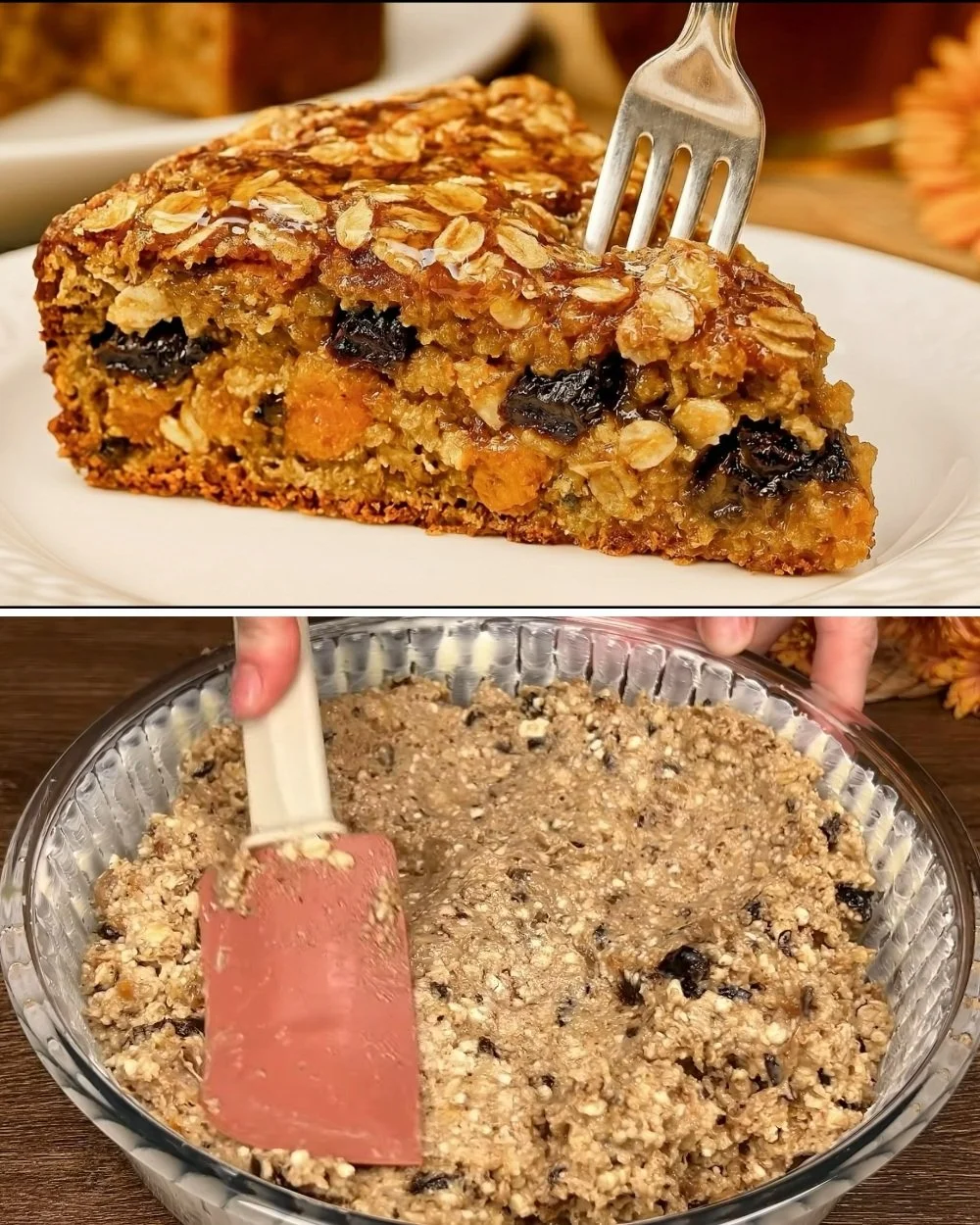 Lisztmentes és cukormentes zabpiskóta torta ízletesen tálalva