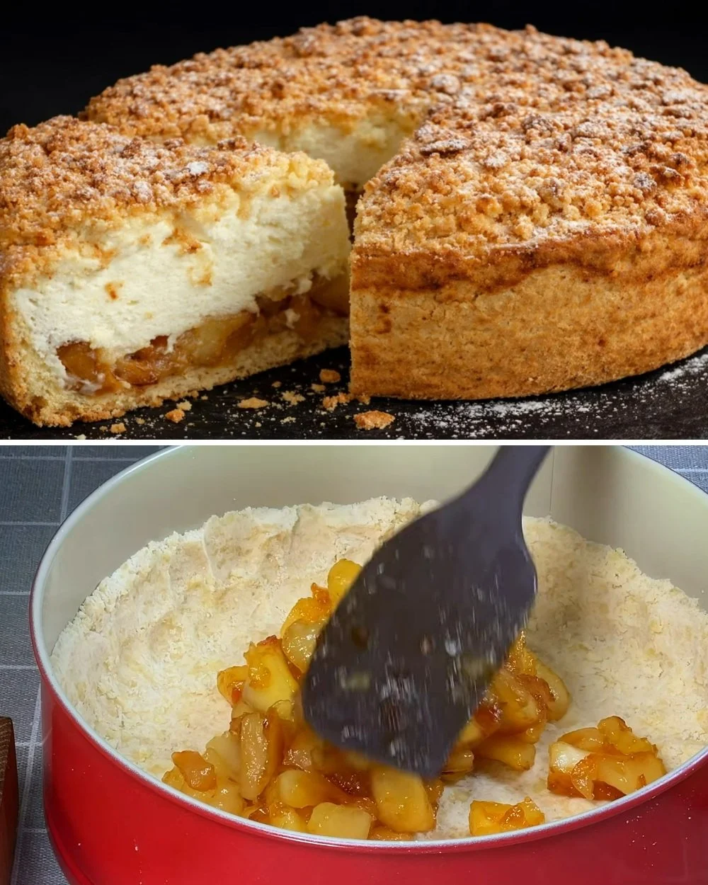 Almás pite krémmel tálalva, ínycsiklandó desszert