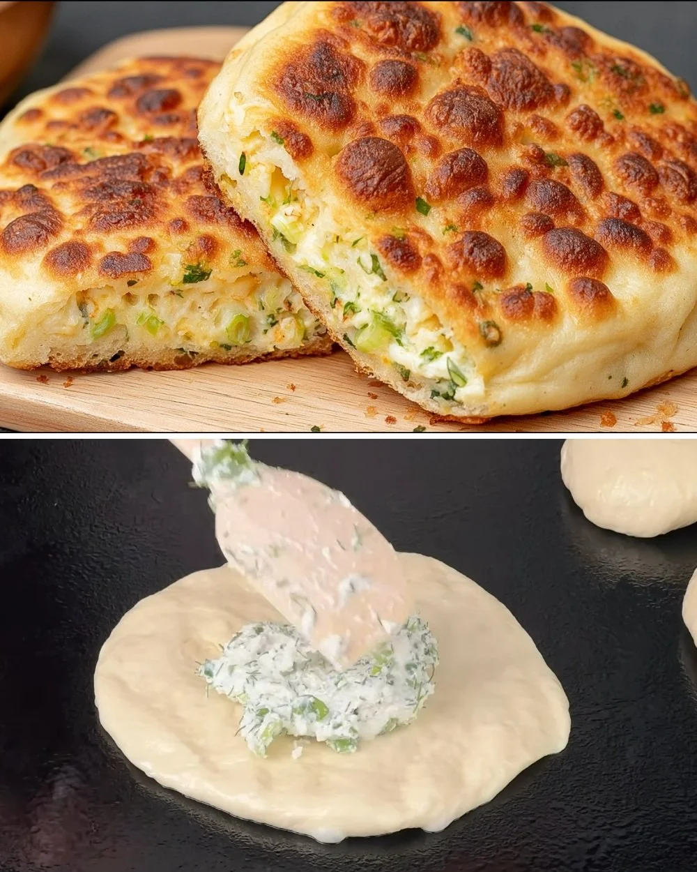 Egyszerű túrós tekercs flatbread készítése közben