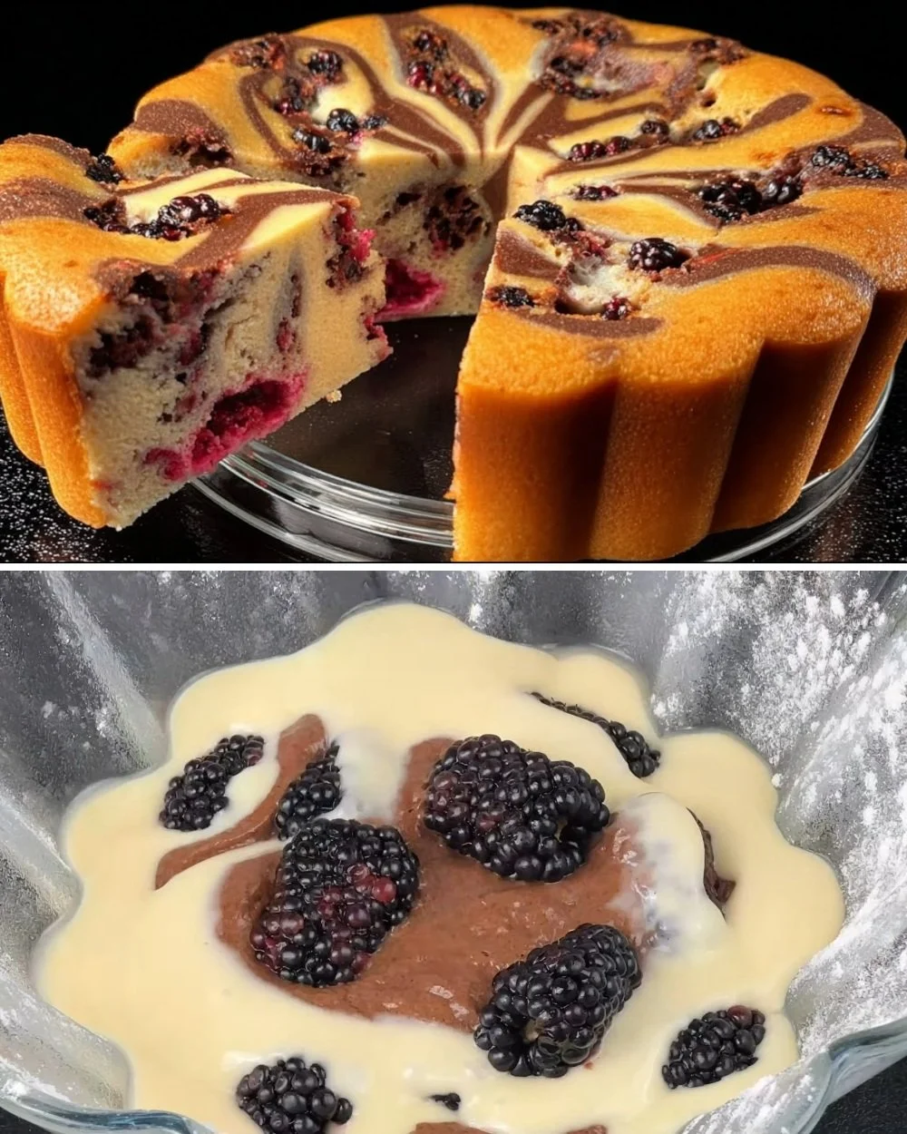 Fekete áfonyával készült zebra torta, ízletes házi recept.