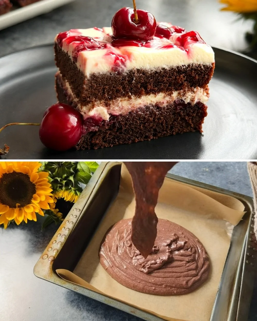 Feketeerdő torta, csokoládéval és meggyel díszítve, otthoni elkészítéshez