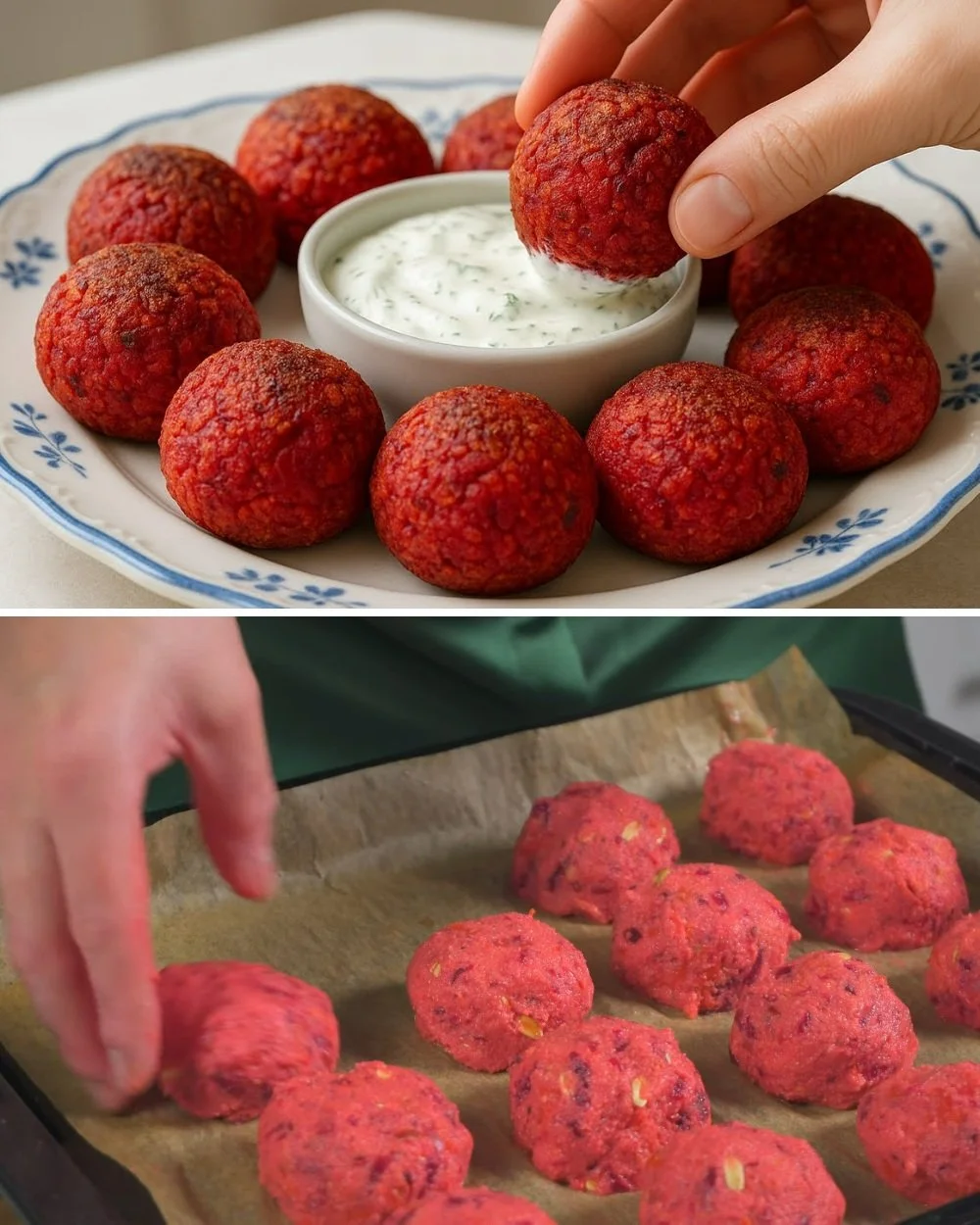 Sült lencsegolyók tálban, finom és egyszerű recept alapján készítve.