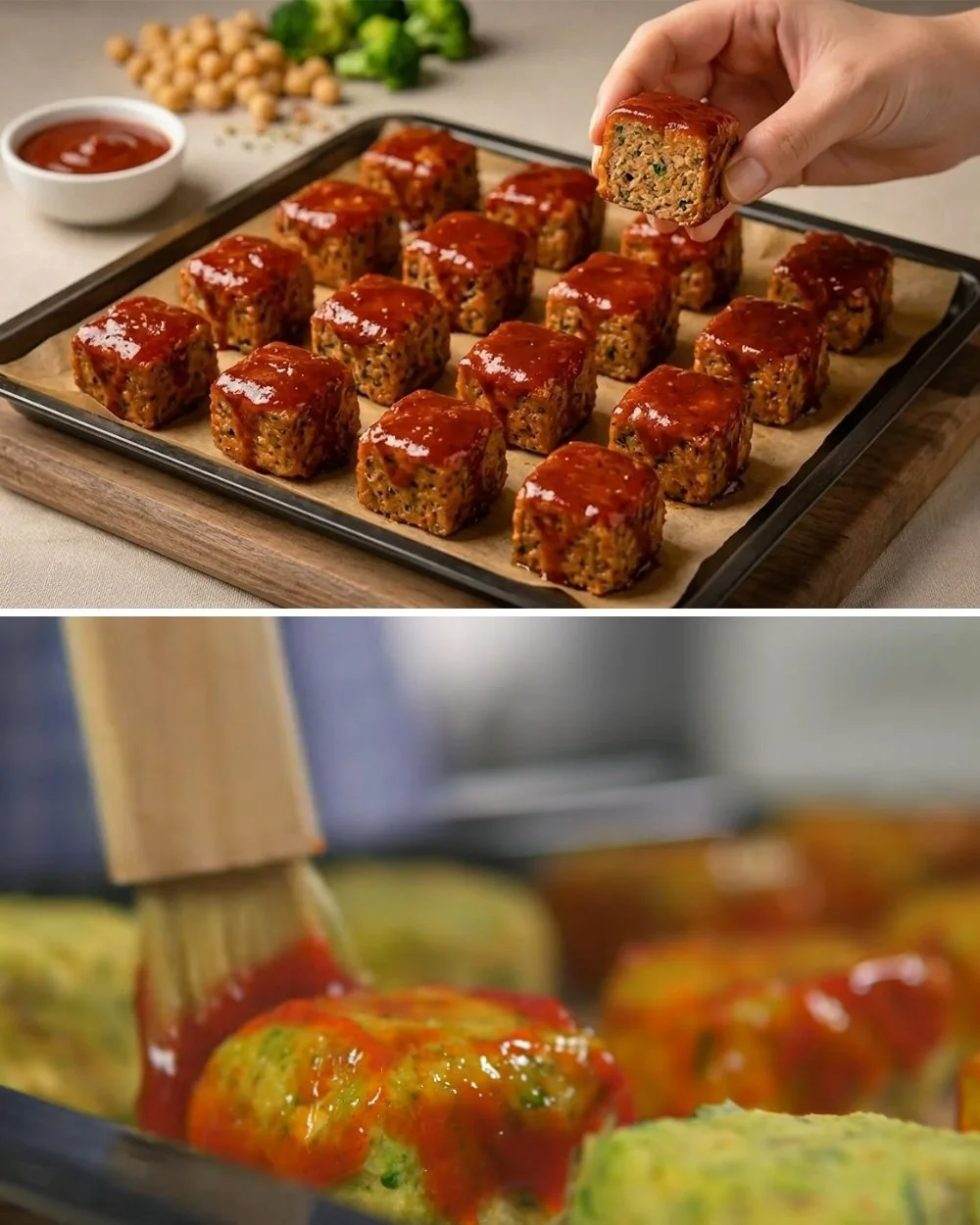 Sütött csicserikockák tálban, ízletes snack, egészséges étrend