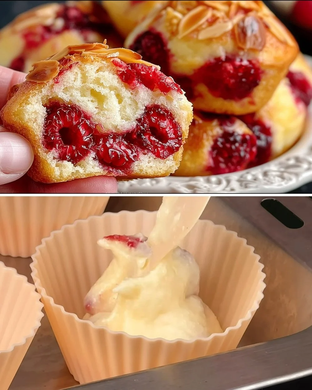 Finom citromos málna túrós muffin friss hozzávalókból készítve.