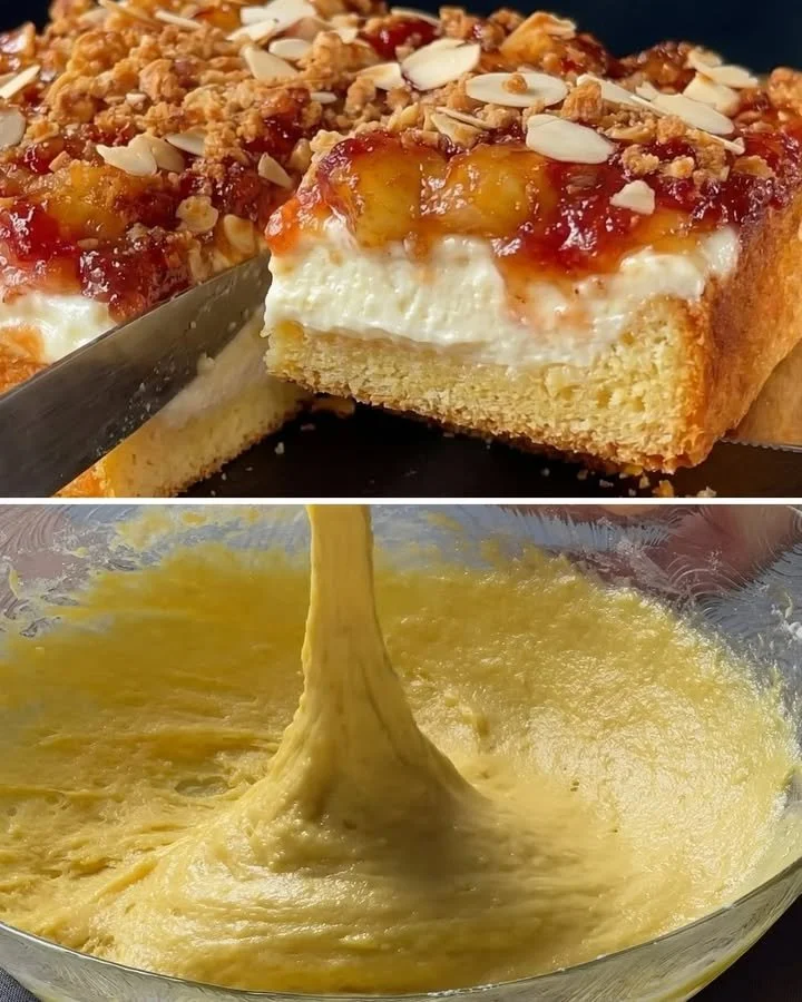 Karamellás almás-barackos túrós torta recept képe