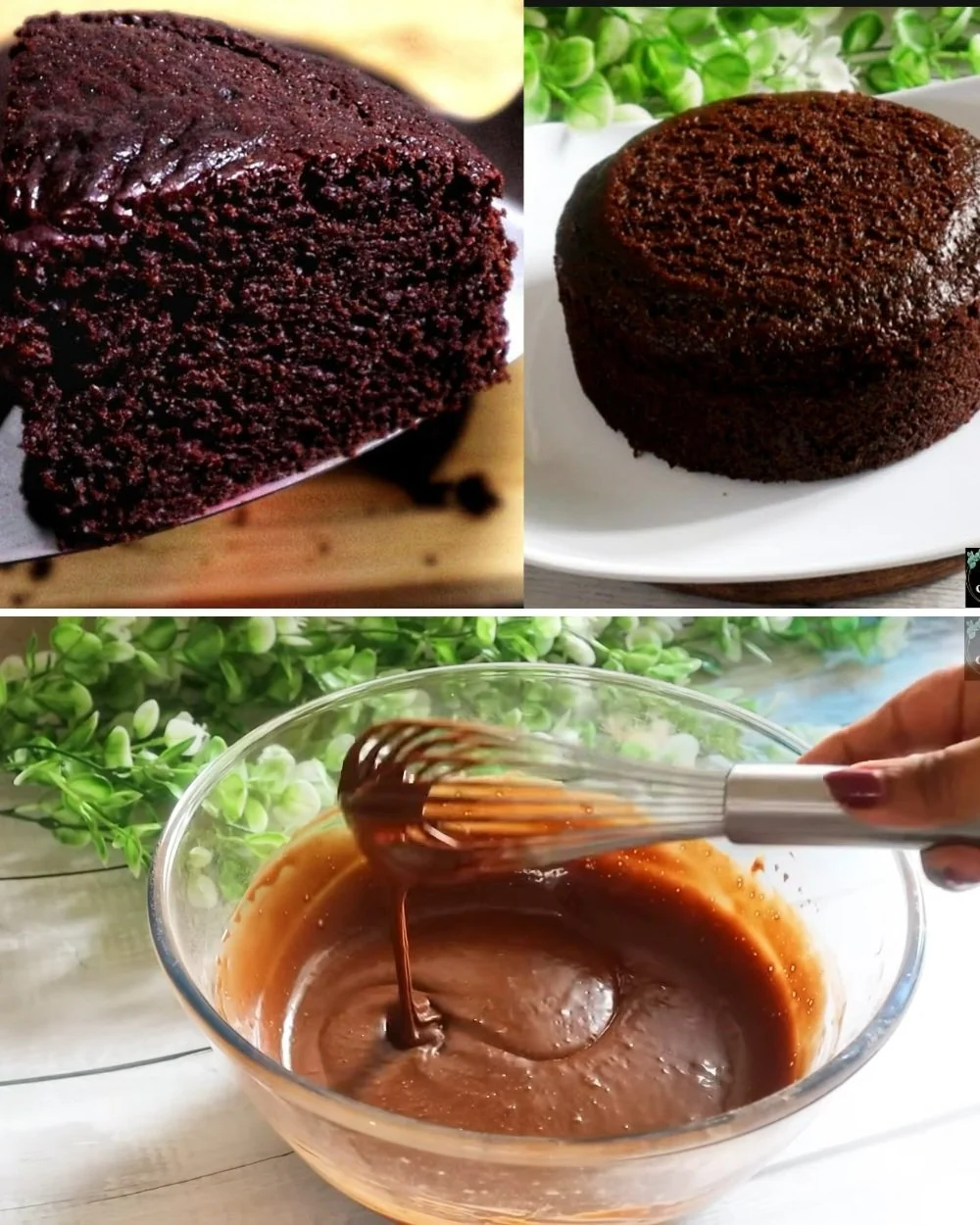Egyszerű és nedves csokoládétorta recept tálalva