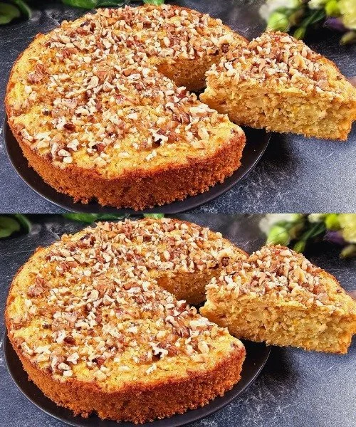 Egészséges almás-diós torta szeletek tálon