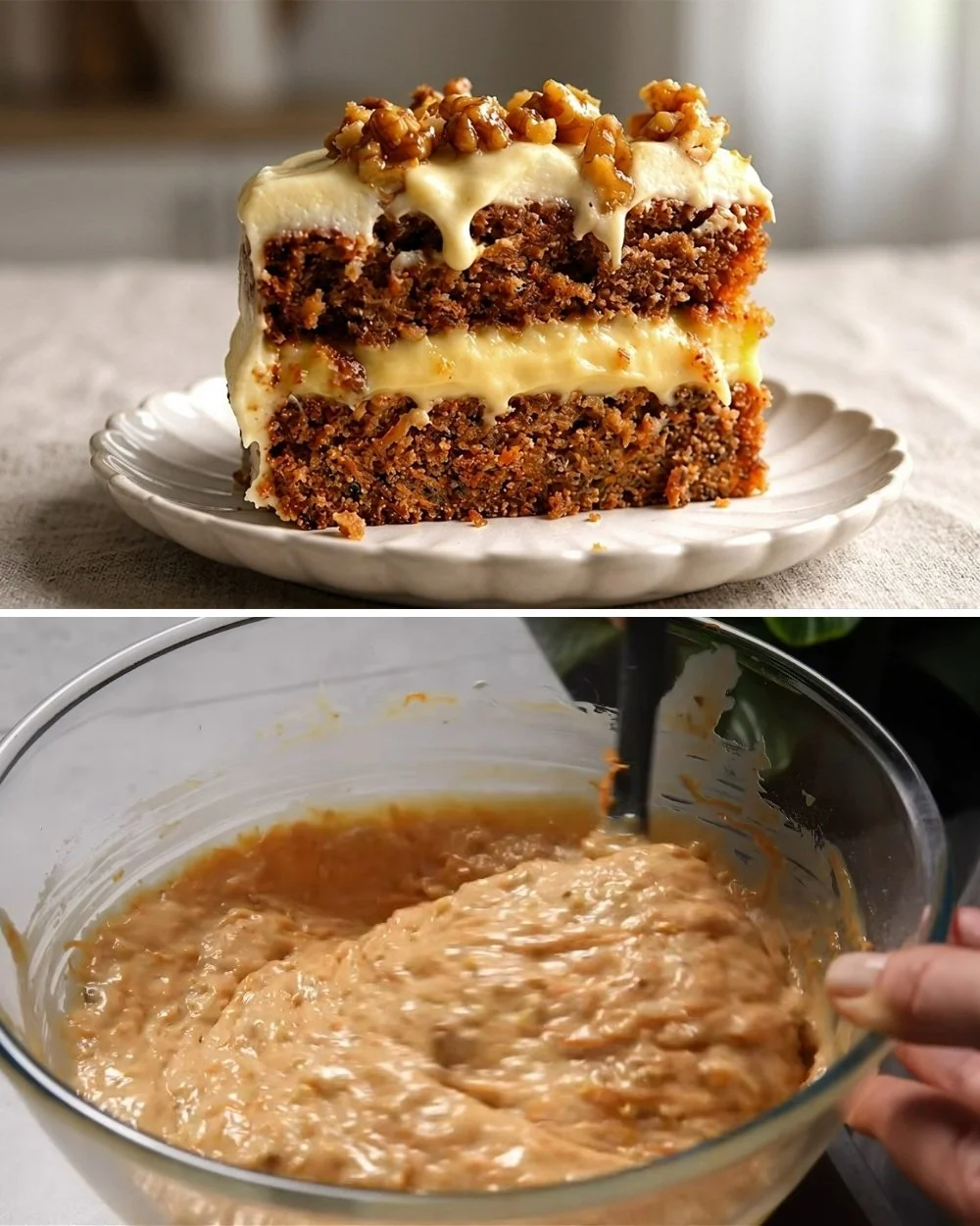 Sárgarépa torta narancs krémmel díszítve, ínycsiklandó desszert