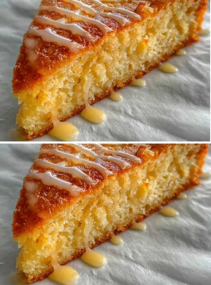 Kókuszos torta görög joghurttal készítve, sütemény tálalva