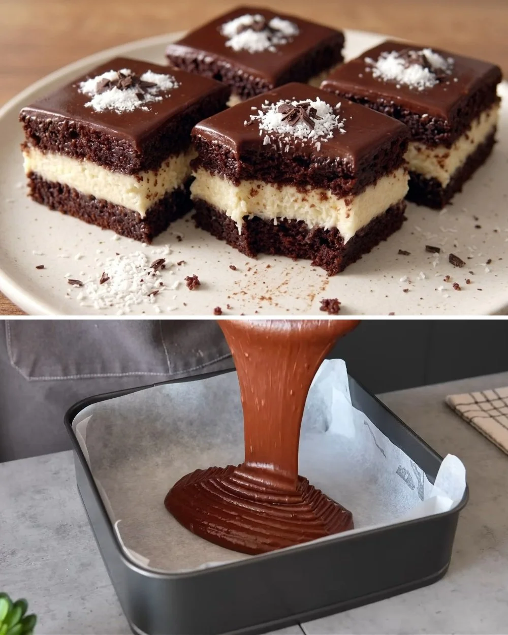 Könnyen elkészíthető kókuszos torta ínycsiklandó díszítéssel.