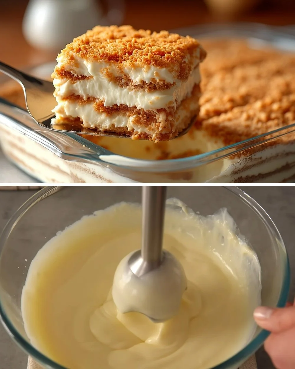 Krémes sütemény ropogós morzsás csavarral, ízletes desszert recept