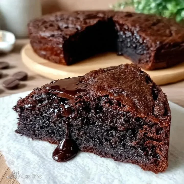Lisztmentes fekete kakaós torta chia maggal és görög joghurttal.