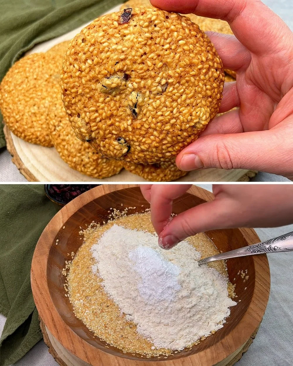 Finom szezámmag keksz friss alapanyagokból készült.