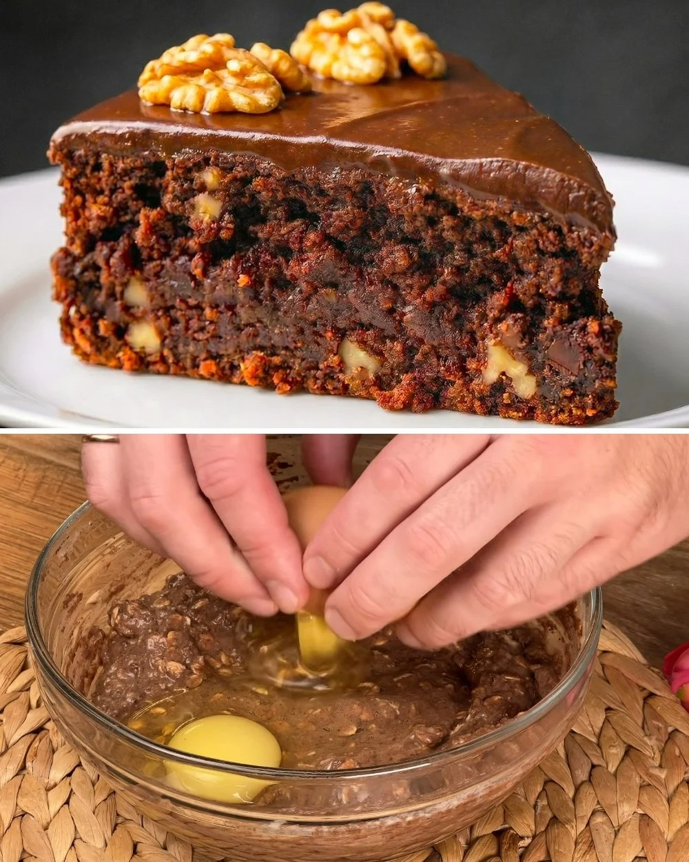 Zabos csokis brownie banánnal és almával, természetes édesítéssel